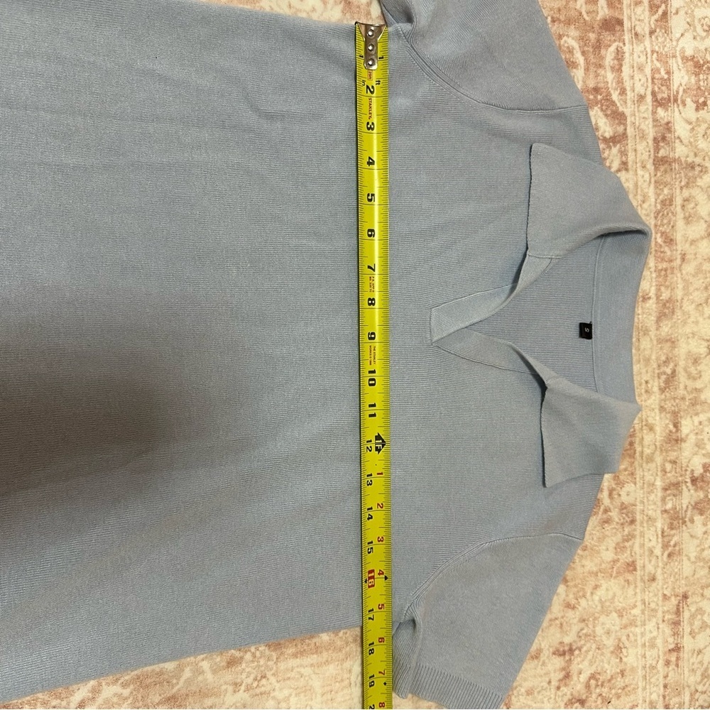 Classy Knit Light Blue Polo Tee - Picture 10 of 12